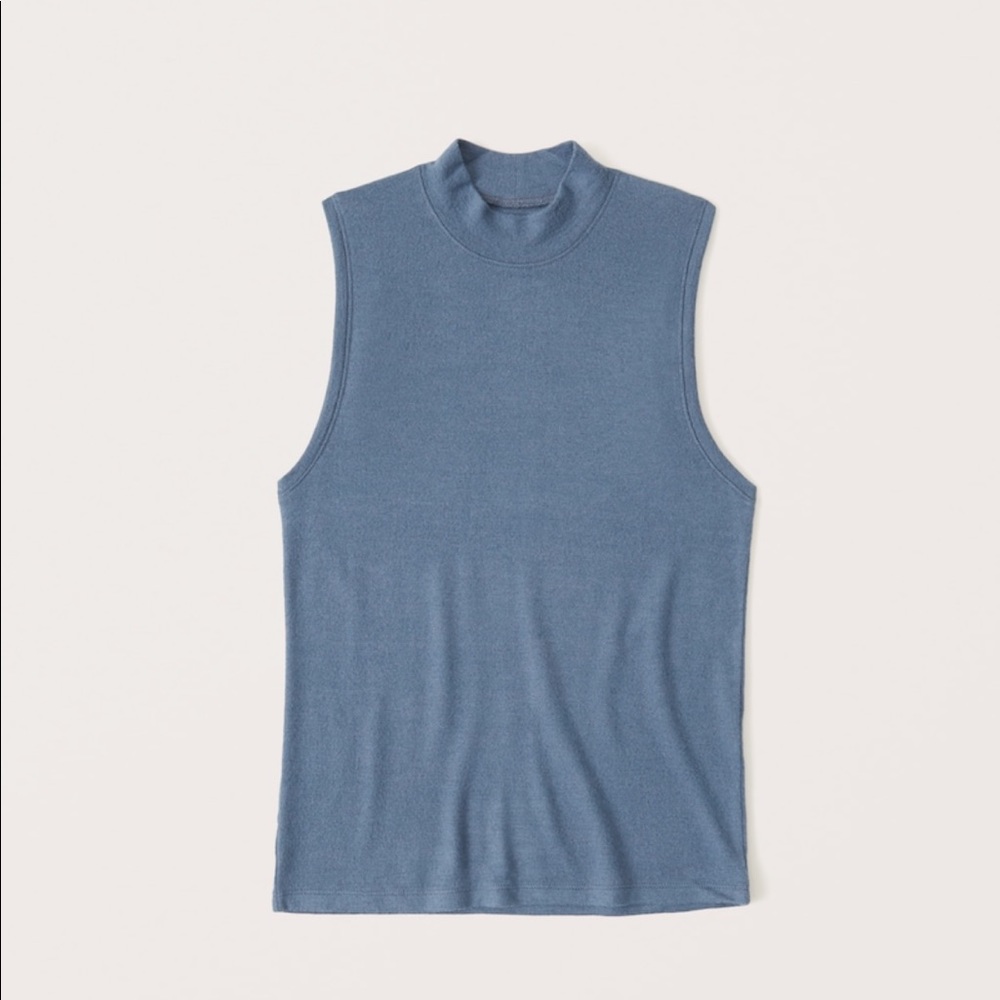 A&F Soft mock neck blue tank top Size M
